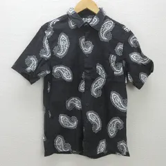 t■ナノユニバース/NANO&CO ペイズリー柄 半袖レーヨンシャツ■黒【メンズS】MENS/71【中古】