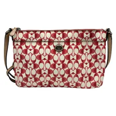 COACH(コーチ) ショルダーバッグ シグネチャー柄 アイボリー×レッド×マルチ レザー