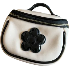  MARY QUANT フラワーモチーフポーチ  マリクワ ポーチ  マリークワント バニティポーチ 小さめ アイボリー【ZK88】