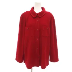 レリアン Leilian ヴィンテージ シャツ 丸襟 ラウンドカラー ボタン フラップポケット 胸ポケット 赤 レッド /NL ■YHS15