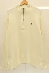 【中古】 POLO RALPH LAUREN メンズニット セーター XL ハーフジップ ニット POLO RALPH LAUREN XL 白 ホワイト 刺繍