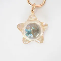 中身が動く 星型 チャーム レジン｜クリア ゴールド ラメ入り スター キーホルダー 約2cm