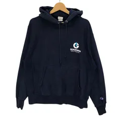 Champion REVERSE WEAVE チャンピオンリバースウィーブ 企業プリント パーカー フーディー プルオーバー バックプリント 企業ロゴプリント Honduras製 Lサイズ ネイビー