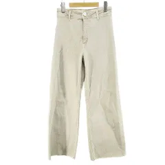ザラ ZARA デニムパンツ ジーンズ ワイドパンツ ジップフライ 36 ベージュ系 カットオフ 無地