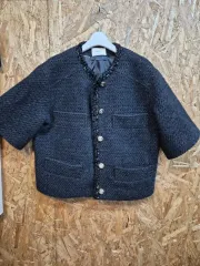 ブラウン ツイード 半袖 ジャケット ベスト