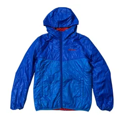 adidas neo 中綿フードジャケット ブルー×レッド M メンズ 防寒【ZK81】