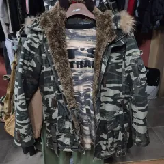 ミリタリー カモフラ ダウン アウター フード ファー 取り外し