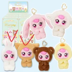 下チュ핑 アニマル キーホルダー 白 BUNNY うさぎ + 猫 キャット 2個 まとめ