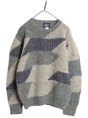 【お得なクーポン配布中!】 80s ウールリッチ デザイン ニット セーター メンズ M / ヴィンテージ 紺タグ ウール 総柄 クルーネック ローゲージ マルチカラー 旧タグ