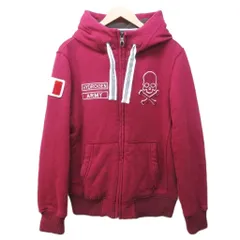 ハイドロゲン HYDROGEN パーカー フーディー ロゴ スカル 刺繍 ジャケット 裏ボア ジップアップ 厚手 XL ボルドー系 1222