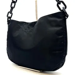 【良品】PRADA プラダ ショルダーバッグ トートバッグ ワンショルダーバッグ ナイロン ブラック 黒色 プラチェーン ユニセックス 男女兼用 メンズ レディースのサムネイル