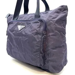 【良品】PRADA プラダ 三角プレート ナイロン ハンドバッグ トート レディース 男女兼用 ユニセックス パープル 紫色