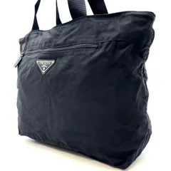 【良品】PRADA プラダ トートバッグ ハンドバッグ 三角プレート ナイロン ブラック 黒色 ユニセックス 男女兼用 メンズ レディース