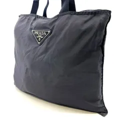 【良品】PRADA プラダ 三角プレート ハンドバッグ トート レディース ユニセックス 男女兼用 グレー 灰色