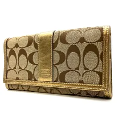 【良品】coach y2k signature canvas longwallet coincase  brown×gold コーチ シグネチャー キャンバス 長財布