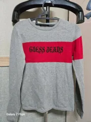 GUESSジーンス グレー/レッド 長袖ニット