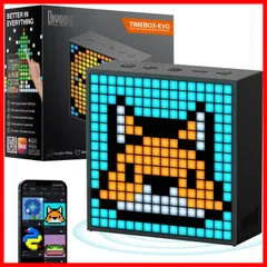 Divoom Timebox Evo ポータブルBluetoothスピーカー 音楽再生/強化された低音/時計付き/ピクセルアート/多機能使用/ハンズフリー通話/256 RGB LED/カレンダー（ブラック)