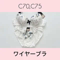 【タグ付新品未使用・送料込み】10497WH sanei サンエイ ブラショーツセット ホワイト 花柄 プリント C70,C75