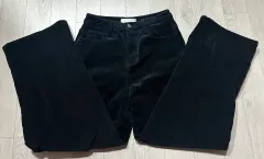 ブラック 裏起毛 コーデュロイ パンツ