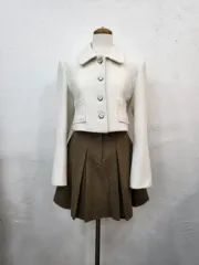 新品 ツイード ハートボタン クロップド ジャケット S