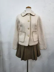 新品 アイボリー ツイード ジャケットF