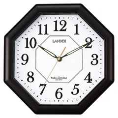 【ギフト】ランデックス 八角電波掛時計 ディアエイト YW9186DBR