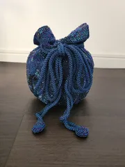 総ビーズバッグ 昭和レトロ がま口 手提げ パーティー クラッチバッグ 和装　和装用バッグ 着物 小紋 訪問着 上品　ビーズバック　巾着