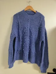 ブルー ケーブル編み セーター 新品 オーバーサイズ セーター