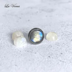 ✴︎月の雫✴︎ つけっぱなしOK 天然 レインボームーンストーン ベゼルピアス 大粒6mm SUS316 サージカルステンレス 台座 片耳用 金属アレルギー対策 覆輪 ゴールド シルバー