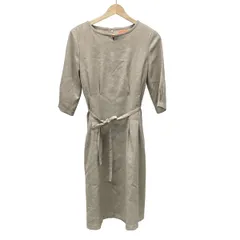 SunaUna(スーナウーナ) ワンピース サイズ38 M レディース美品  - グレーベージュ クルーネック/半袖/ひざ丈