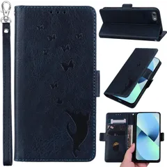 【iPhone SE 第3世代 ケース 手帳型】用の iPhone 7/8/SE 2022/SE 2023 ケース iPhone SE ケース 手帳型 蝶と猫の3Dパターン スタンド キャッシュポーチ リストストラップ プレミアム耐久性PUレザー 強い磁気吸引