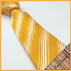 ✱Paul Smith（ポールスミス）✱美品 ネクタイ 高級シルク レジメンタル ストライプ柄 マルチカラー オレンジ ホワイト 肉厚
