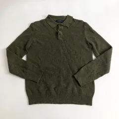 クリーム hue ヘンリーネック ニット オリーブ色