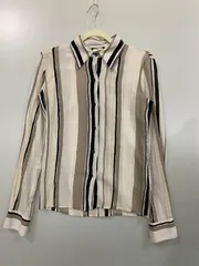 【中古】 agnes b. アニエスベー VINTAGE USED OLD SHIRT MADE IN FRANCE ストライプシャツ 長袖シャツ トップス  【170-240808-yn-12-MIN】