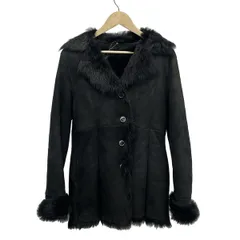 COURREGES(クレージュ) コート レディース - 黒 長袖/秋/冬/ムートン/ファー