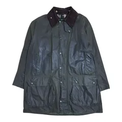 【USED/古着】80s Barbour バブアー カーキ ビデイル BORDER ボーダー オイルドジャケット 英国製 コーデュロイ襟 グリーン 古着 (46-48サイズ)