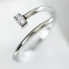 ステンレス 釘 ジルコニア ストーン入り 【シルバー】リング 指輪 レディース ピンキーリング 鏡面仕上げ 光沢感 シンプル 上品 華奢 指輪 金属アレルギー対応 おしゃれ くぎ クギ ネイル モチーフ ファッション ギフト 巾着 韓国 アクセサリー