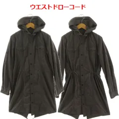 ニコルクラブフォーメン NICOLE CLUB FOR MEN モッズコート フード 襟ワイヤー入り 袖ロールアップ ウエストドローコード コットン カーキ系 カーキグレー 46