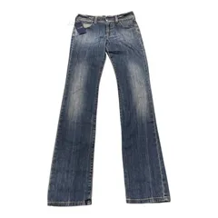 アルマーニジーンズ AJ ARMANI JEANS デニムパンツ インディゴ ストレート 5ポケット 革ラベル 牛革 レディース 25 未使用 タグ付き【Z1739】