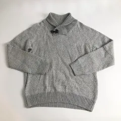 H&M グレー ケーブル編みニット ショートカラー セーター L