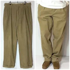 美品 90s Polo by Ralph Lauren ポロラルフローレン ツータック 細畝 コーデュロイパンツ W36L32 ベージュ Beige 2タック インプリーツ 肉厚 コットン チノパン スラックス ワイドパンツ バギー ポロチノp26013462