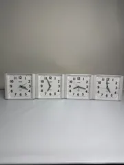 【4個セット】CASIO カシオ 目覚まし時計 TQ-482 パールホワイト 動作確認済 アナログ クオーツ スヌーズ機能 ライト付き シンプル 定番 置き時計 まとめ売り セット