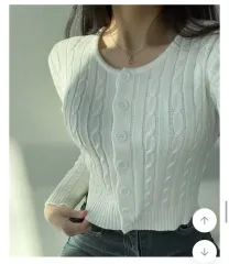 ブラック ケーブル編み ニット カーディガン