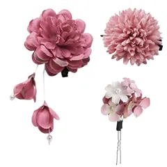 PrimeBlis 成人式髪飾り 3点セット 髪留め Uピン お花 ヘアアクセサリー 成人式 結婚式 七五三 夏祭り 花火大会 花見 お正月 卒業式 披露宴 パーティー 髪飾り ヘッドドレス (ピンク)