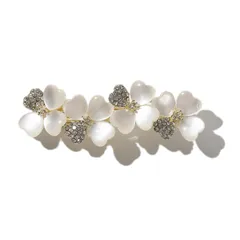 [TIGLOSS] バレッタ ヘアアクセサリー 結婚式 お呼ばれ 小さめ パール 髪留め 髪飾り 和装 ヘアピン ヘアクリップ まとめ髪 おしゃれ 大人（ラインストーン）