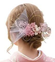 日本製　彩り桜 髪飾り 成人式 結婚式 卒業式 振袖 袴 ヘッドドレス 着物 ウェディングドレス　白無垢 プレゼント ブライダル　ヘアアクセサリー へアドレス 花かざり 和装小物セット ショール 帯締め 浴衣 ポニーテール　アップスタイル　ヘアピン プリザーブ