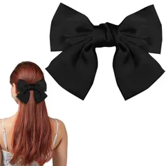 サムコス 成人式 髪飾り ウェディング ヘッドドレス ヘアアクセサリー 髪飾り 成人式 卒業式 結婚式 大きめ 髪留め ビッグ リボン バレッタ おしゃれ (黒)
