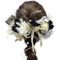 髪飾り 成人式 前撮り マム アジサイ スケルトンリーフ リボン 卒業式 入学式 カスミ草 水引 和玉 金箔 ドライフラワー 振袖 袴 ウェディング ホワイト ゴールド ブラック レッド 結婚式 白無垢 和装 ハナミズキ ヘアアレンジ A2510001003