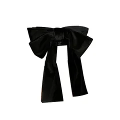 バレッタクリップ 髪飾り ウェディング ヘッドドレス ヘアアクセサリー 髪飾り 婚式 和装 卒業式 蝶結び 髪留め 人気 ビッグ リボン 成人式髪飾 (ブラック)