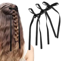 リボン 髪飾り バタフライクリップ 髪飾り リボン リボン結び 韓国系スタイル フランス風 甘い 雰囲気 誕生日 発表会 花火大会 入学式 成人式 リボン バレッタ リボン ヘアアクセ (ブラック、3個セット)